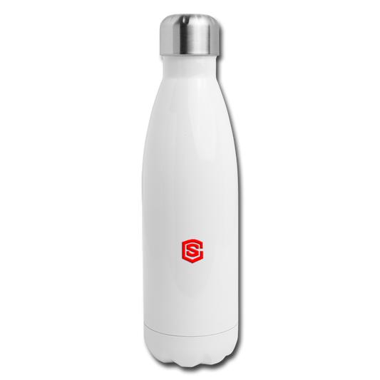 Insulated Stainless Steel Water Bottle WITH RED  LOGO - white