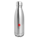 Insulated Stainless Steel Water Bottle WITH RED  LOGO - silver