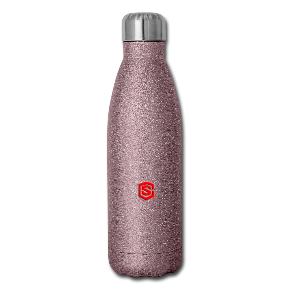 Insulated Stainless Steel Water Bottle WITH RED  LOGO - pink glitter