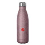 Insulated Stainless Steel Water Bottle WITH RED  LOGO - pink glitter