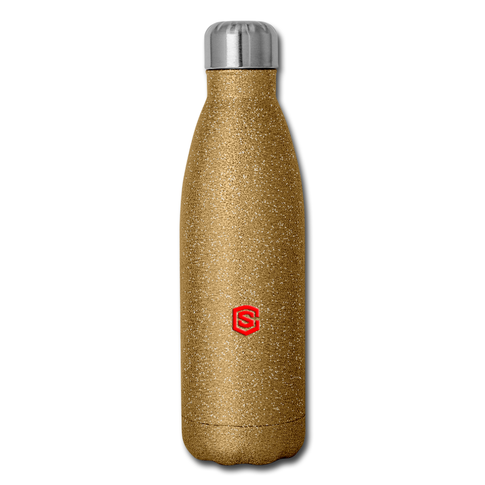 Insulated Stainless Steel Water Bottle WITH RED  LOGO - gold glitter