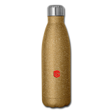 Insulated Stainless Steel Water Bottle WITH RED  LOGO - gold glitter