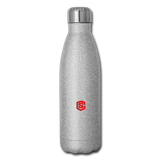 Insulated Stainless Steel Water Bottle WITH RED  LOGO - silver glitter
