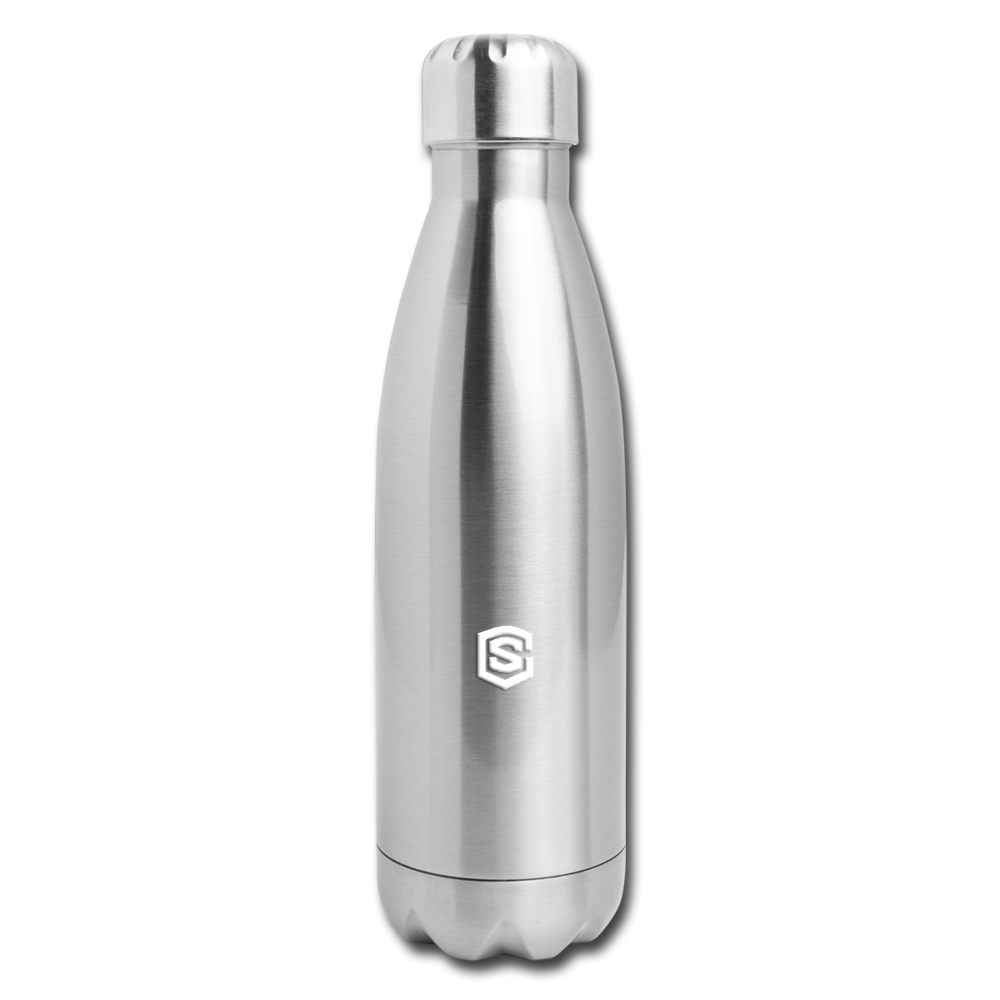 Insulated Stainless Steel Water Bottle WITH WHITE  LOGO - silver