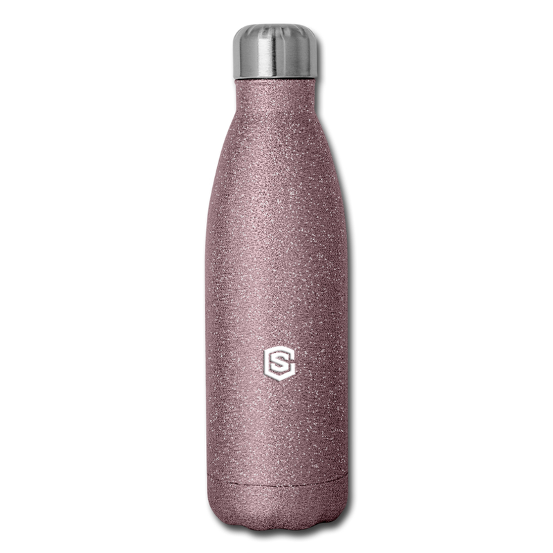 Insulated Stainless Steel Water Bottle WITH WHITE  LOGO - pink glitter