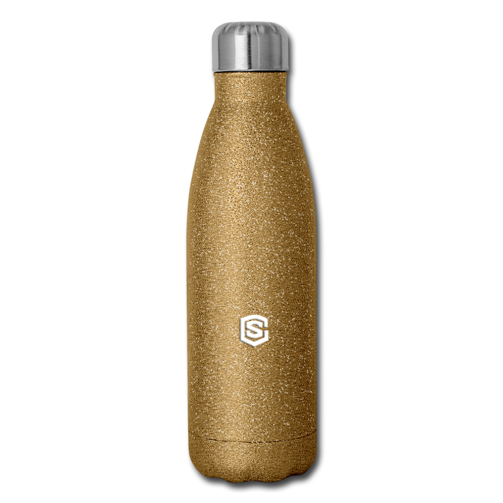 Insulated Stainless Steel Water Bottle WITH WHITE  LOGO - gold glitter