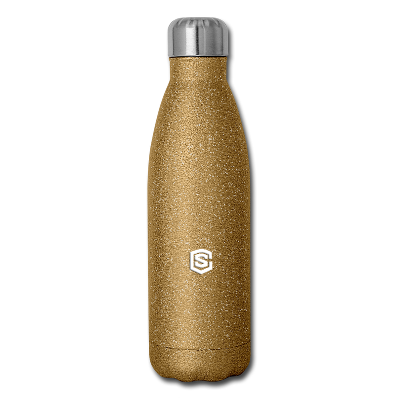 Insulated Stainless Steel Water Bottle WITH WHITE  LOGO - gold glitter