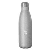Insulated Stainless Steel Water Bottle WITH WHITE  LOGO - silver glitter