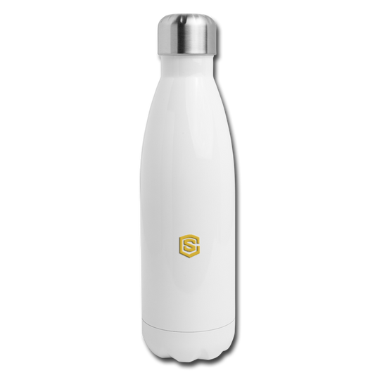 Insulated Stainless Steel Water Bottle WITH GOLD  LOGO - white