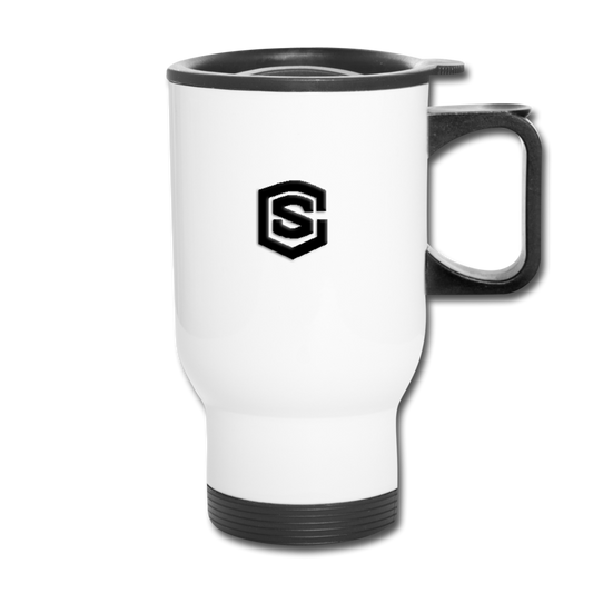 Travel Mug  WITH BLACK  LOGO - white