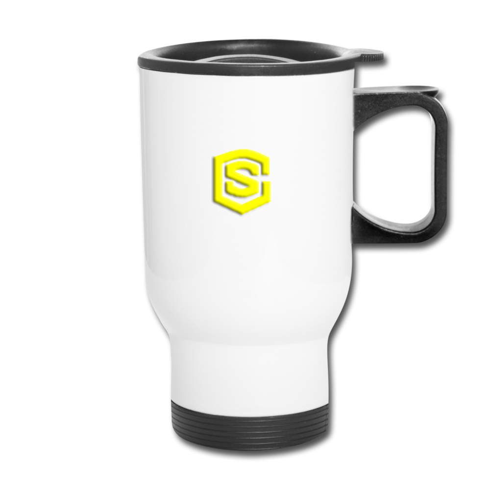 Travel Mug WITH YELLOW  LOGO - white
