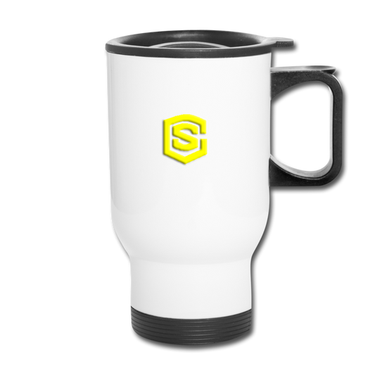 Travel Mug WITH YELLOW  LOGO - white