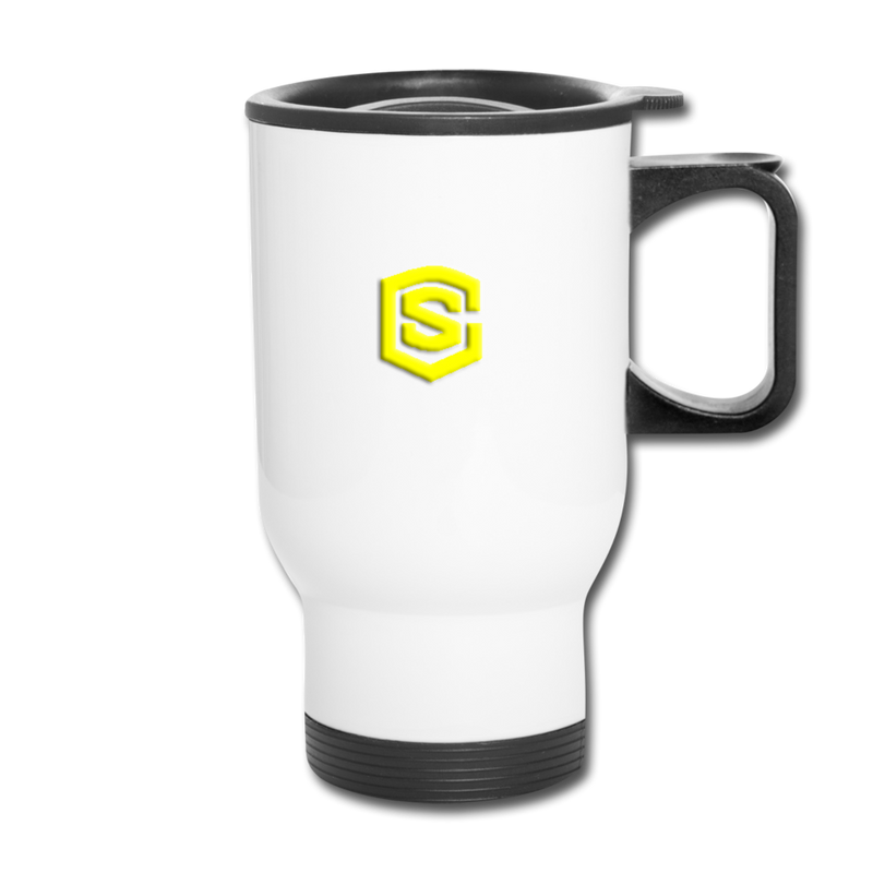 Travel Mug WITH YELLOW  LOGO - white