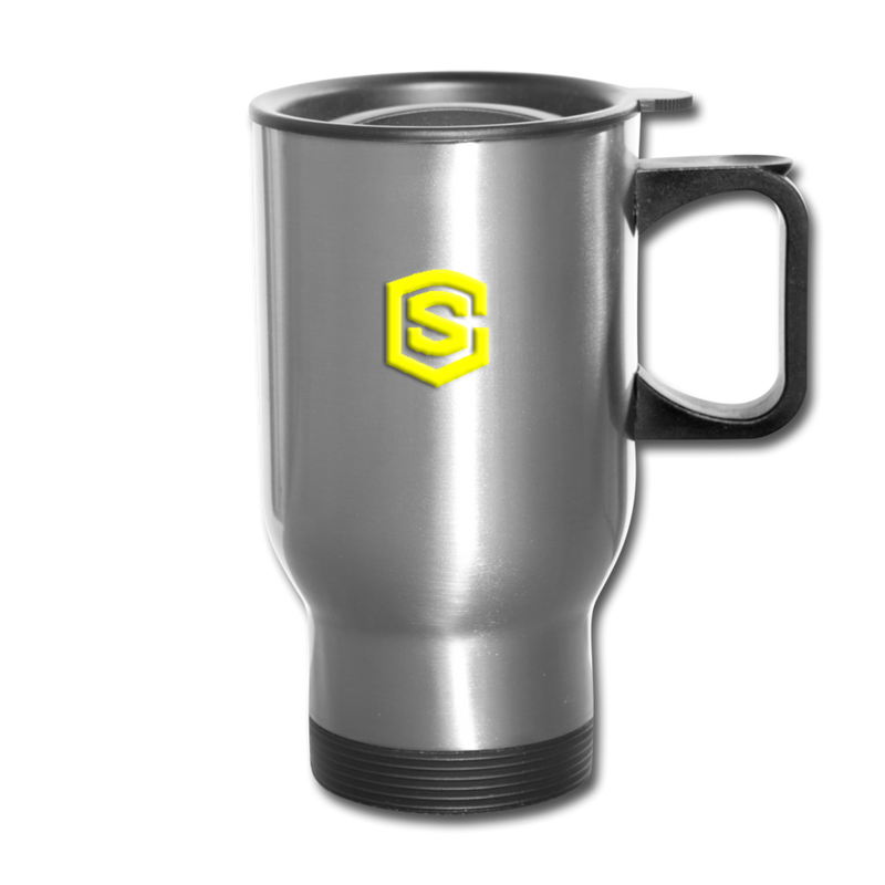 Travel Mug WITH YELLOW  LOGO - silver