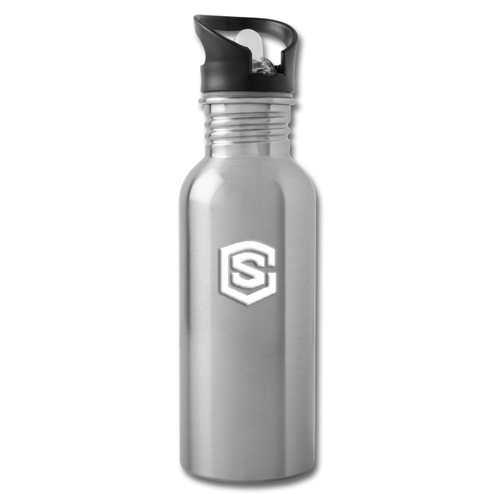 Water Bottle WITH WHITE  LOGO - silver