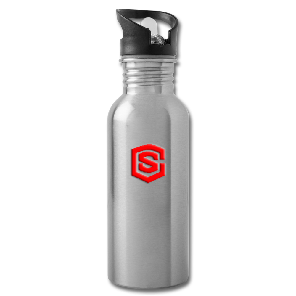 Water Bottle WITH RED  LOGO - silver