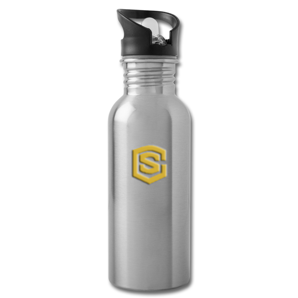 Water Bottle WITH GOLD  LOGO - silver