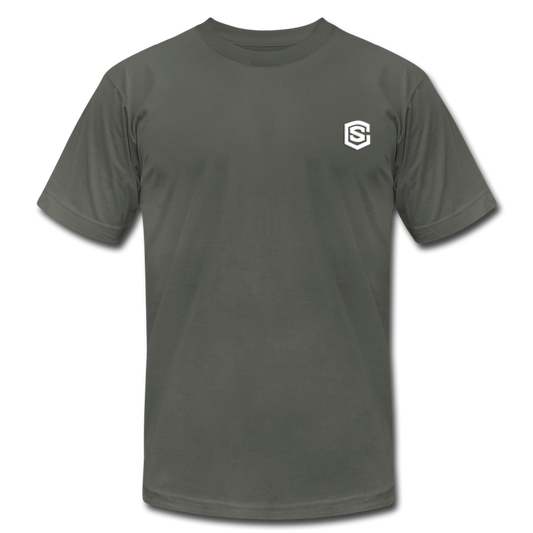 Unisex Jersey T-Shirt by Bella + Canvas WITH WHITE LOGO - asphalt