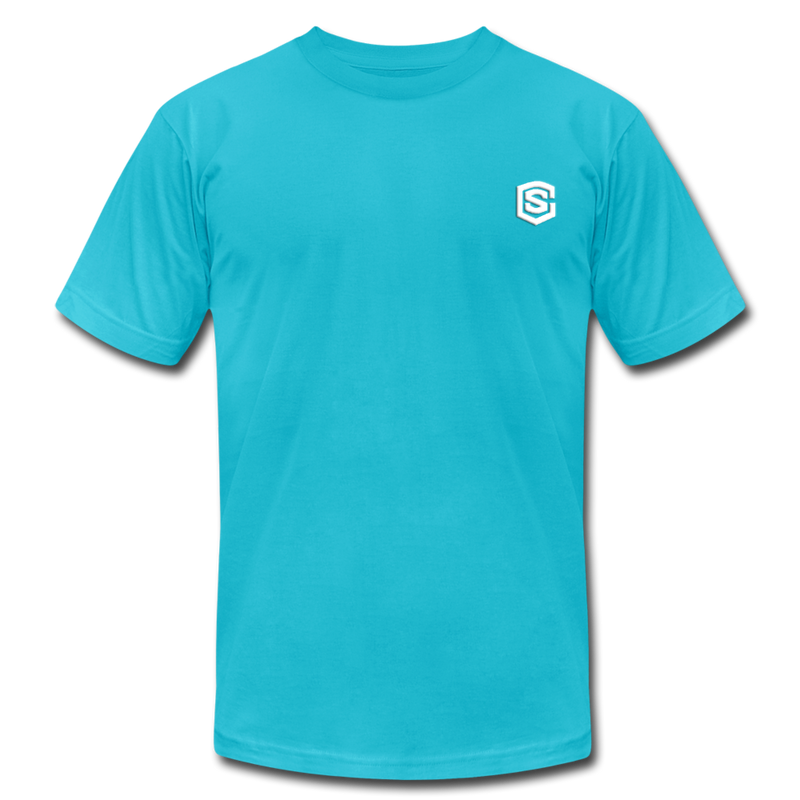 Unisex Jersey T-Shirt by Bella + Canvas WITH WHITE LOGO - turquoise