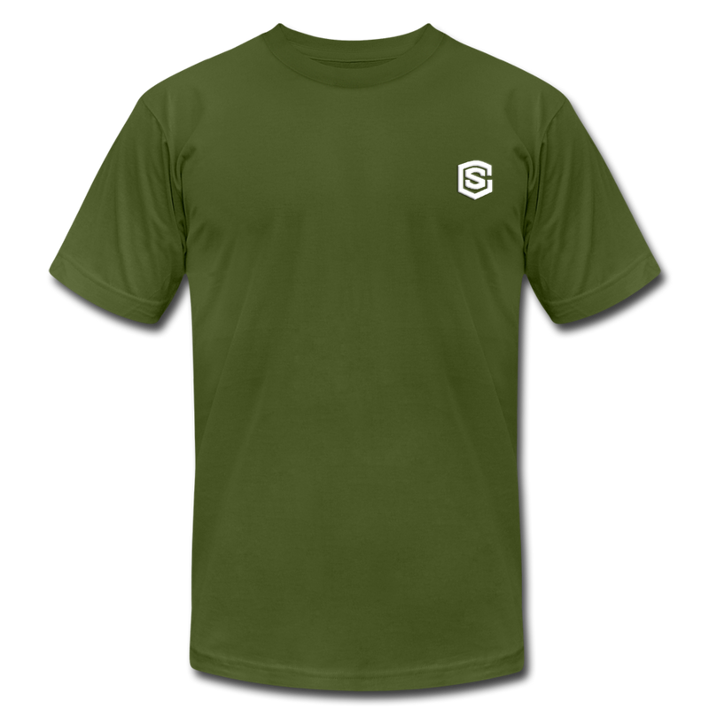 Unisex Jersey T-Shirt by Bella + Canvas WITH WHITE LOGO - olive