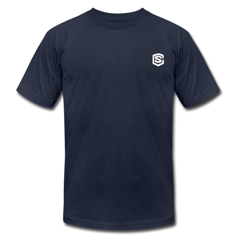 Unisex Jersey T-Shirt by Bella + Canvas WITH WHITE LOGO - navy