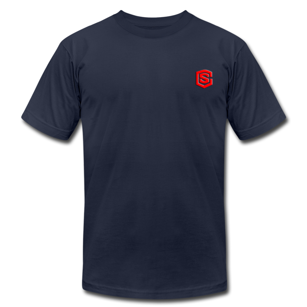 Unisex Jersey T-Shirt by Bella + Canvas WITH RED LOGO - navy