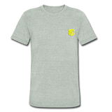 Unisex Tri-Blend T-Shirt WITH YELLOW LOGO - heather gray