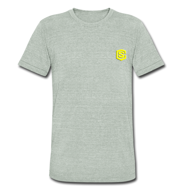 Unisex Tri-Blend T-Shirt WITH YELLOW LOGO - heather gray