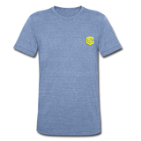 Unisex Tri-Blend T-Shirt WITH YELLOW LOGO - heather Blue