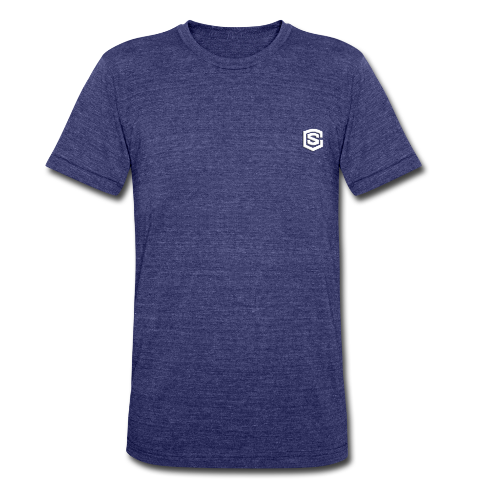 Unisex Tri-Blend T-Shirt WITH WHITE LOGO - heather indigo