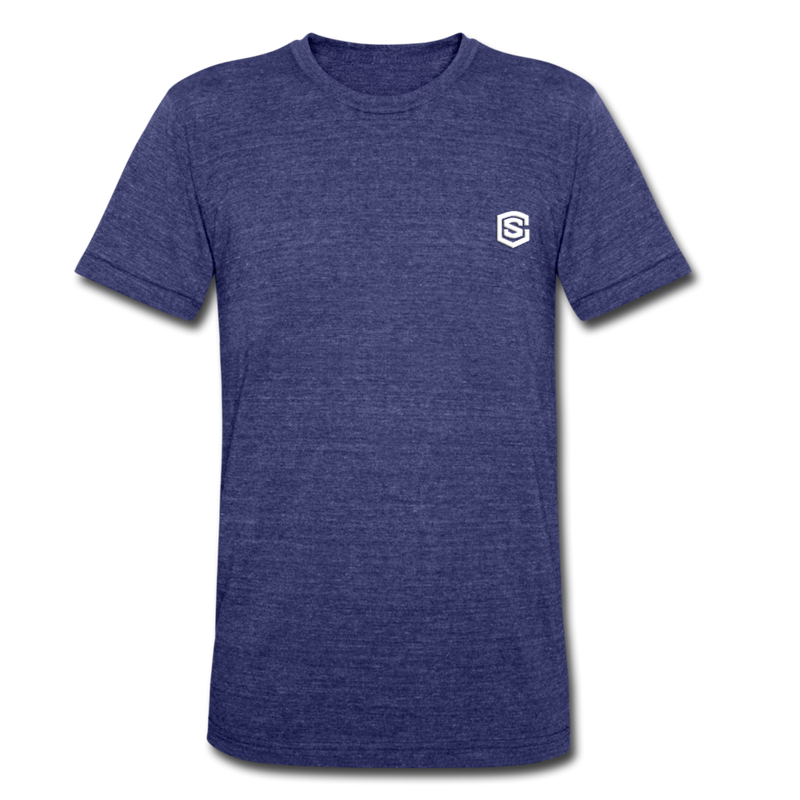 Unisex Tri-Blend T-Shirt WITH WHITE LOGO - heather indigo