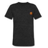 Unisex Tri-Blend T-Shirt WITH ORANGE LOGO - heather black