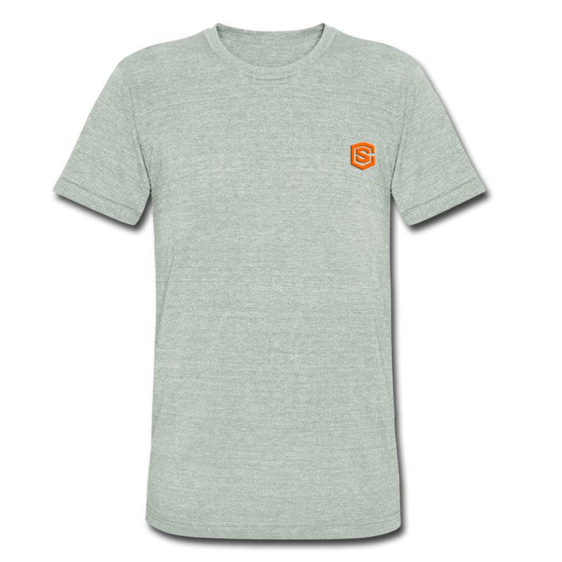 Unisex Tri-Blend T-Shirt WITH ORANGE LOGO - heather gray