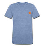 Unisex Tri-Blend T-Shirt WITH ORANGE LOGO - heather Blue