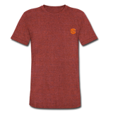 Unisex Tri-Blend T-Shirt WITH ORANGE LOGO - heather cranberry