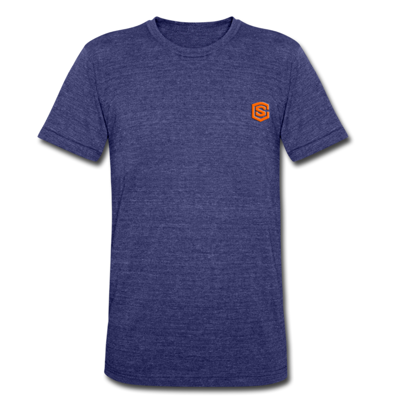 Unisex Tri-Blend T-Shirt WITH ORANGE LOGO - heather indigo