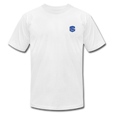 Unisex Jersey T-Shirt by Bella + Canvas WITH BLUE LOGO - white