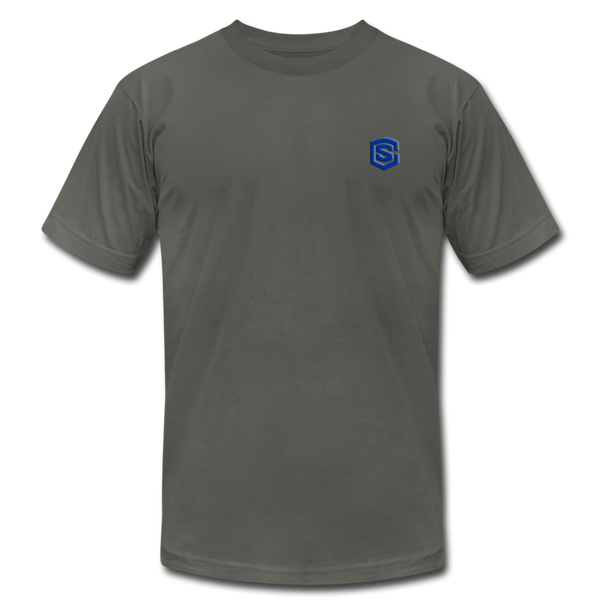 Unisex Jersey T-Shirt by Bella + Canvas WITH BLUE LOGO - asphalt