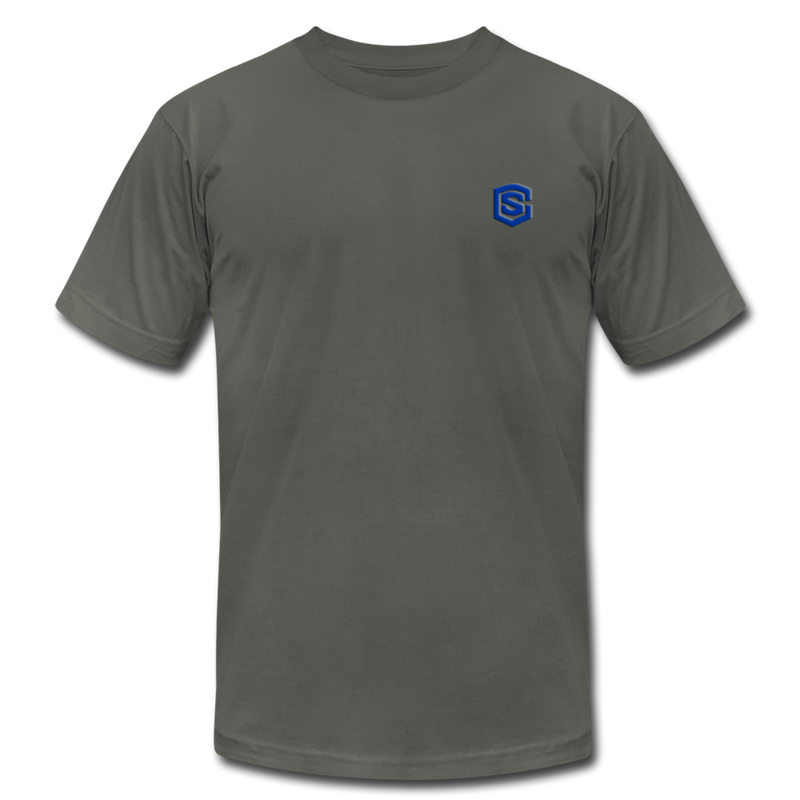 Unisex Jersey T-Shirt by Bella + Canvas WITH BLUE LOGO - asphalt