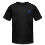 Unisex Jersey T-Shirt by Bella + Canvas WITH BLUE LOGO - black