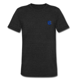 Unisex Tri-Blend T-Shirt WITH BLUE LOGO - heather black