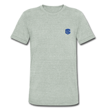 Unisex Tri-Blend T-Shirt WITH BLUE LOGO - heather gray