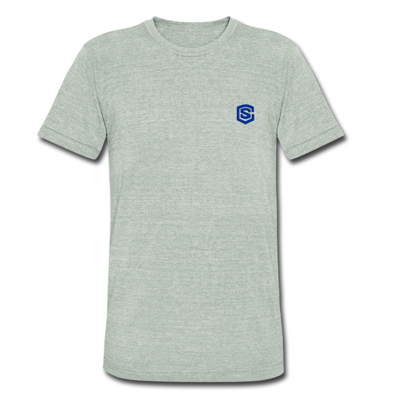 Unisex Tri-Blend T-Shirt WITH BLUE LOGO - heather gray