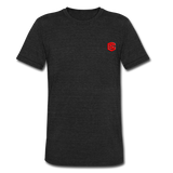 Unisex Tri-Blend T-Shirt WITH RED LOGO - heather black