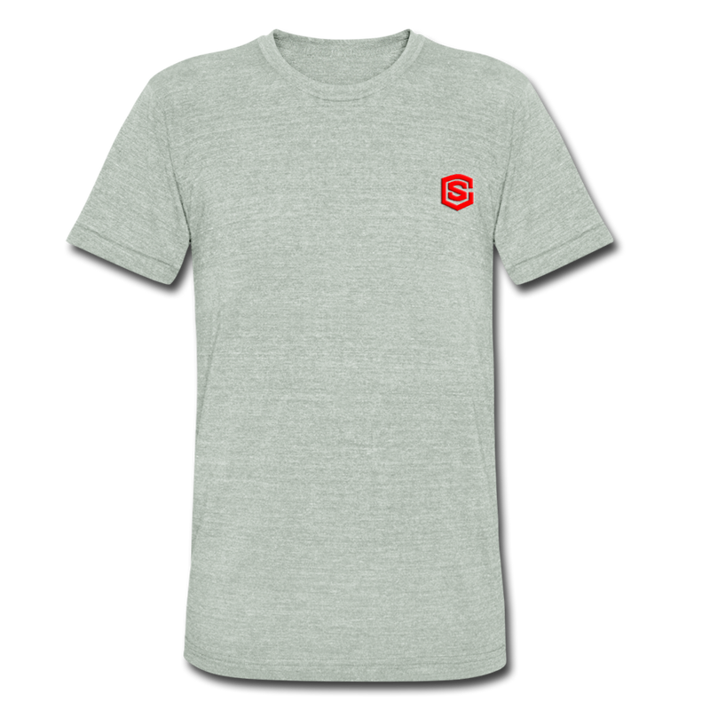 Unisex Tri-Blend T-Shirt WITH RED LOGO - heather gray