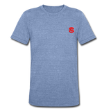 Unisex Tri-Blend T-Shirt WITH RED LOGO - heather Blue