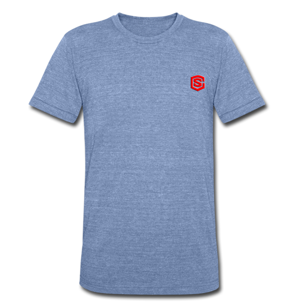 Unisex Tri-Blend T-Shirt WITH RED LOGO - heather Blue