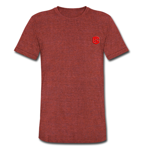 Unisex Tri-Blend T-Shirt WITH RED LOGO - heather cranberry