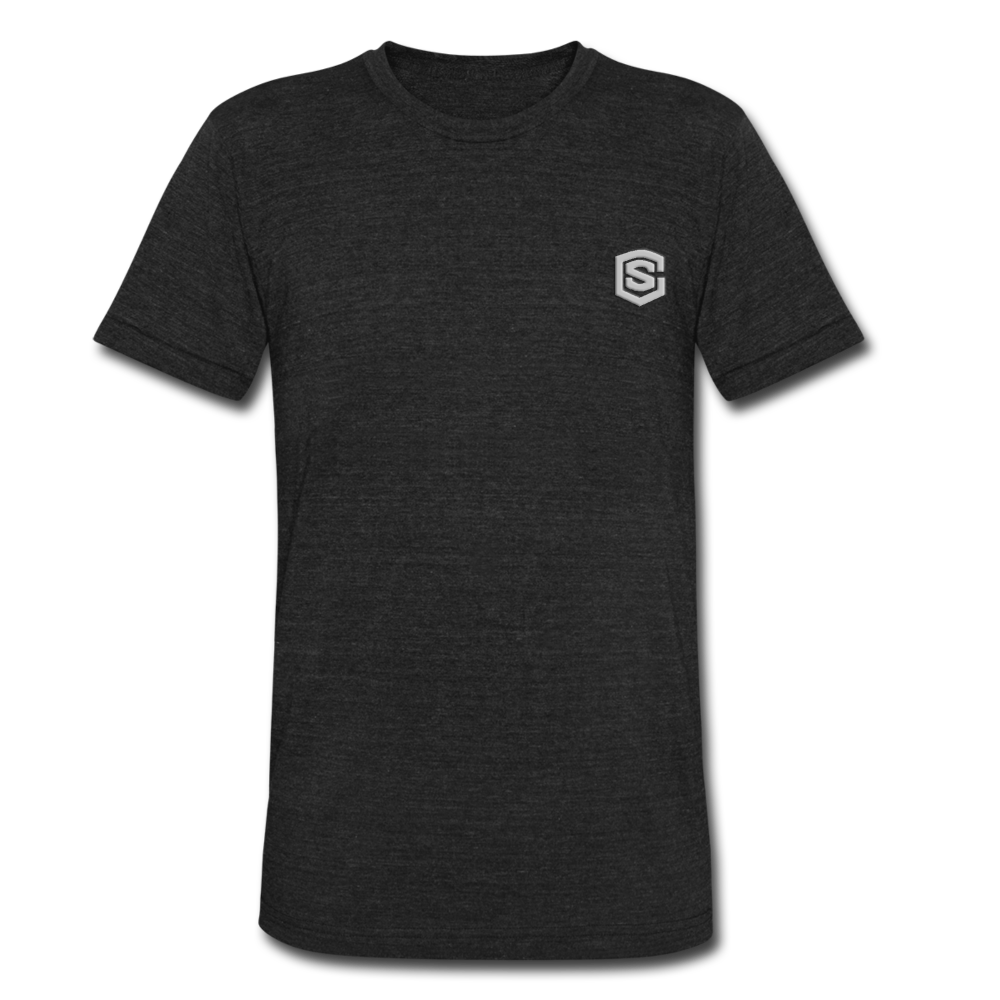 Unisex Tri-Blend T-Shirt WITH SILVER LOGO - heather black