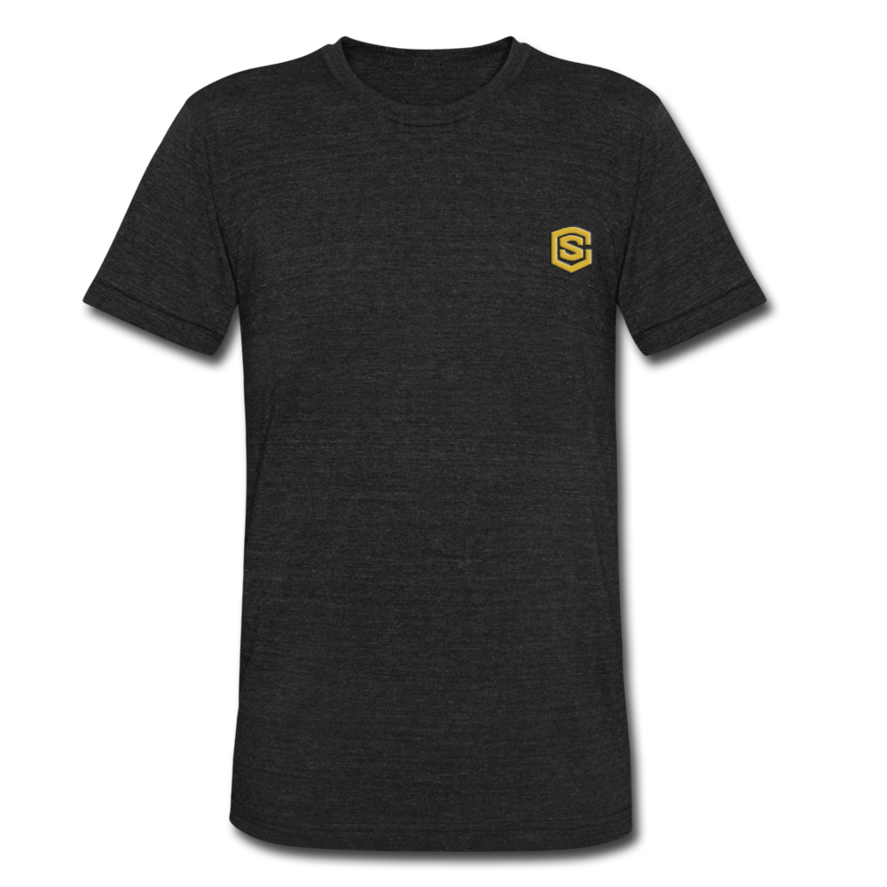 Unisex Tri-Blend T-Shirt WITH GOLD LOGO - heather black